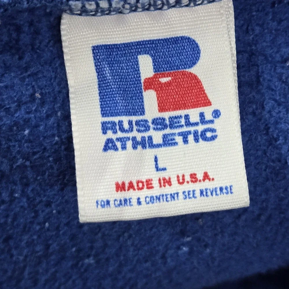 VINTAGE Russell Athletic Men Activewear Pants L Blue Sweatpants Fleece USA READ